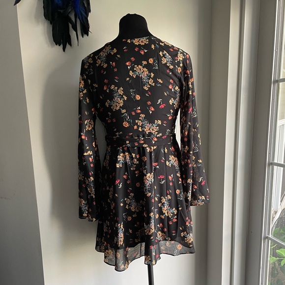 Free People Floral Print Black Lovely Day Dress - Picture 3 of 7